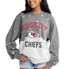 Kansas City Chiefs Gameday Couture Women's Oversized Coin Toss Faded French Terry Tri-Blend Pullover Sweatshirt - Gray cheap