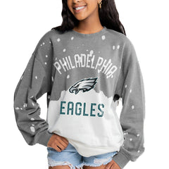 Philadelphia Eagles Gameday Couture Women's Oversized Coin Toss Faded French Terry Tri-Blend Pullover Sweatshirt - Gray cheap