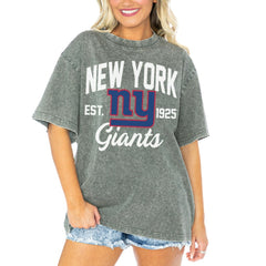New York Giants Gameday Couture Women's Tackle Titan Boyfriend Washed T-Shirt - Gray outlet