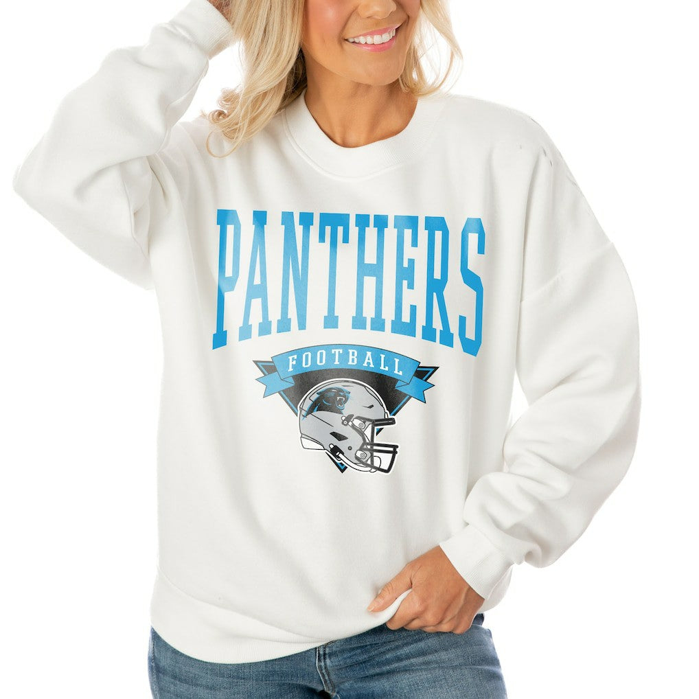 Carolina Panthers Gameday Couture Women's Oversized Yard Line Tri-Blend Pullover Sweatshirt - White online
