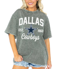 Dallas Cowboys Gameday Couture Women's Tackle Titan Boyfriend Washed T-Shirt - Gray outlet