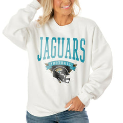 Jacksonville Jaguars Gameday Couture Women's Oversized Yard Line Tri-Blend Pullover Sweatshirt - White discount
