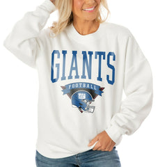 New York Giants Gameday Couture Women's Oversized Yard Line Tri-Blend Pullover Sweatshirt - White outlet