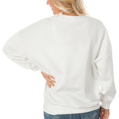 San Francisco 49ers Gameday Couture Women's Oversized Yard Line Tri-Blend Pullover Sweatshirt - White for sale