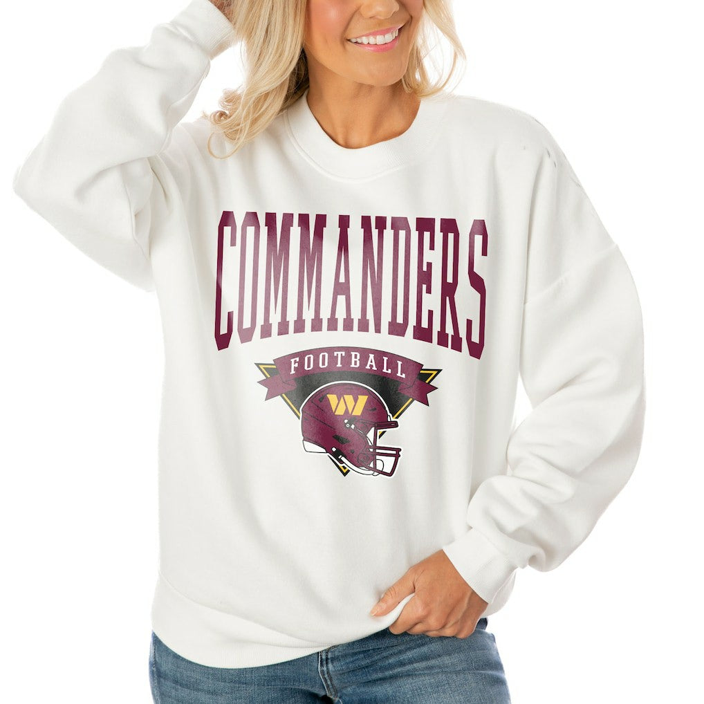 Washington Commanders Gameday Couture Women's Oversized Yard Line Tri-Blend Pullover Sweatshirt - White online