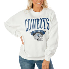 Dallas Cowboys Gameday Couture Women's Oversized Yard Line Tri-Blend Pullover Sweatshirt - White sale
