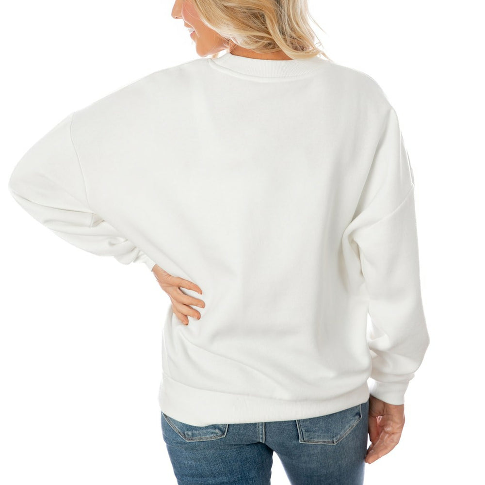 Dallas Cowboys Gameday Couture Women's Oversized Yard Line Tri-Blend Pullover Sweatshirt - White sale