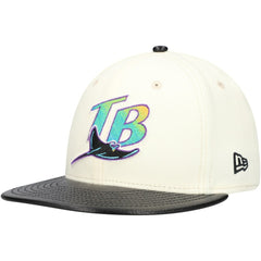 Tampa Bay Rays Game Night Leather Visor 59FIFTY Fitted Hat - Cream | New Era