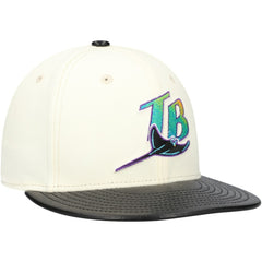 Tampa Bay Rays Game Night Leather Visor 59FIFTY Fitted Hat - Cream | New Era