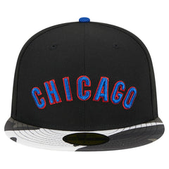 Chicago Cubs Metallic Camo 59FIFTY Fitted Hat - Black | New Era