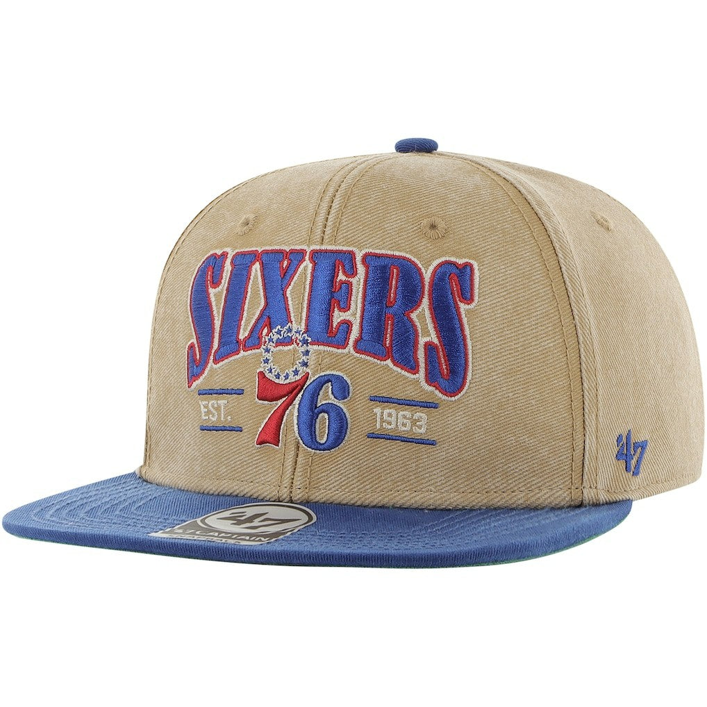 Philadelphia 76ers '47 Chilmark Captain Snapback - Khaki/Royal | 47 brand discount