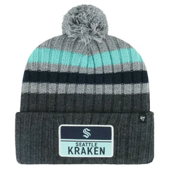 Seattle Kraken '47 Stack Patch Cuffed Knit Hat with Pom Gray