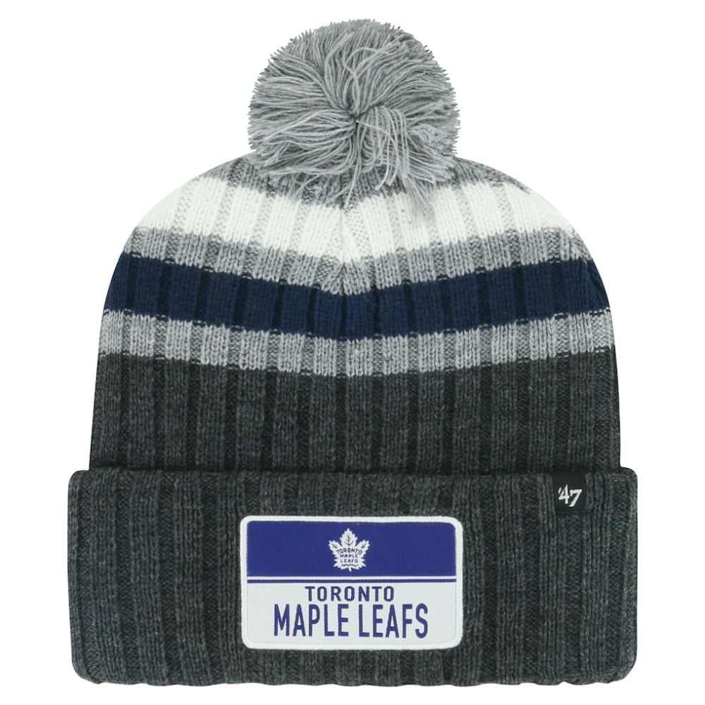 Toronto Maple Leafs '47 Stack Patch Cuffed Knit Hat with Pom Gray
