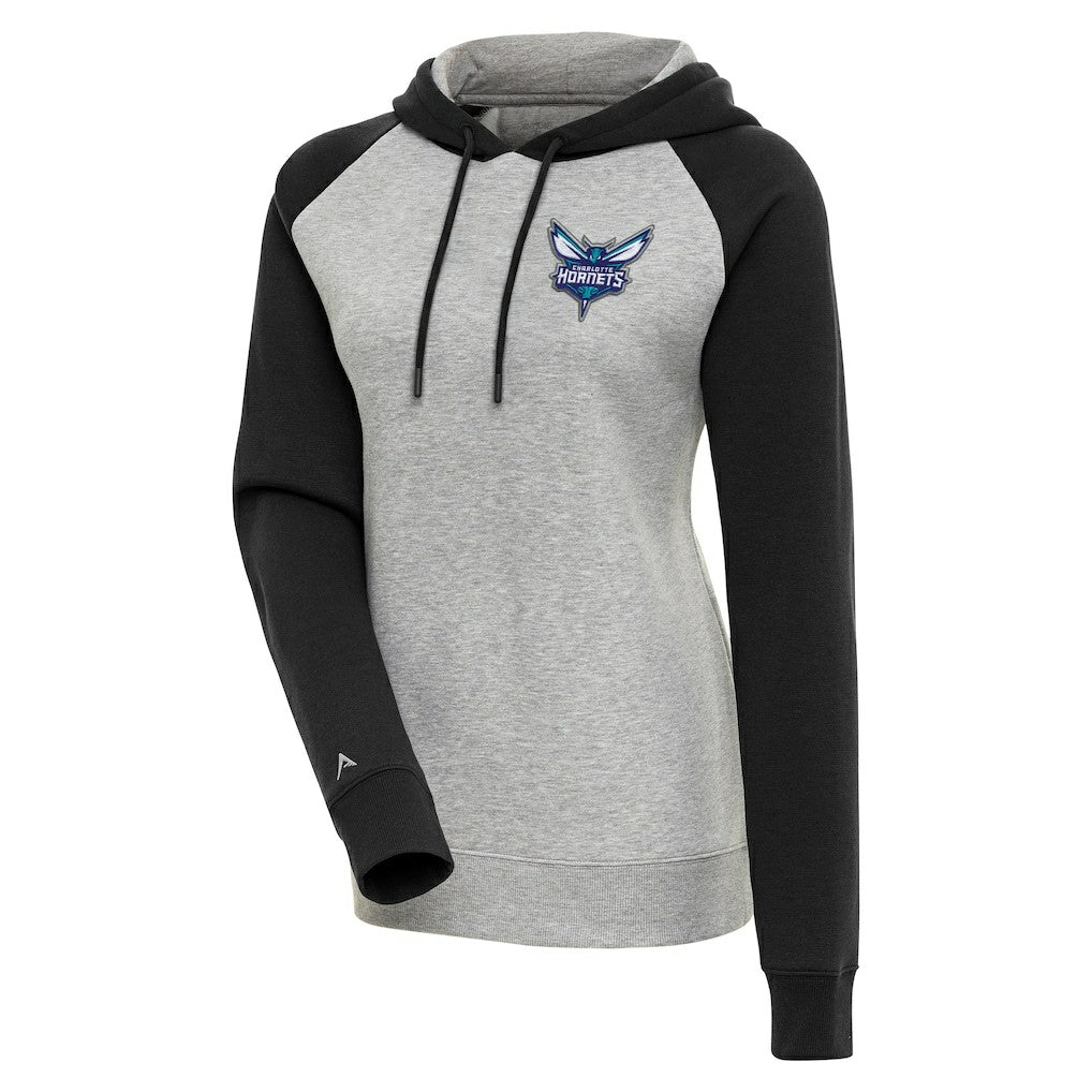 Charlotte Hornets Antigua Women's Victory Raglan Sleeve Pullover Hoodie - Heather Gray/Black outlet