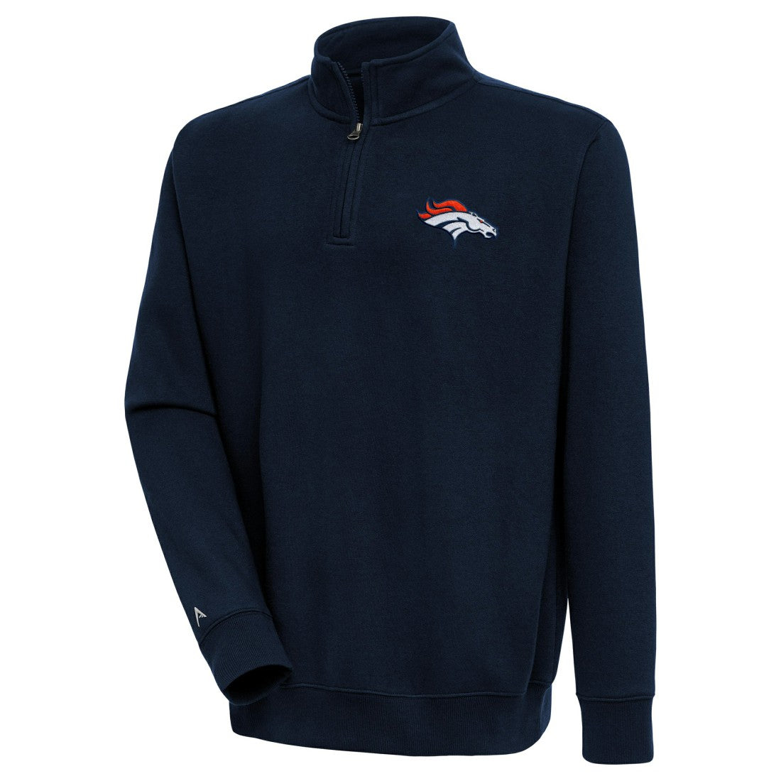 Denver Broncos Antigua Victory Quarter-Zip Pullover Top - Navy on sale