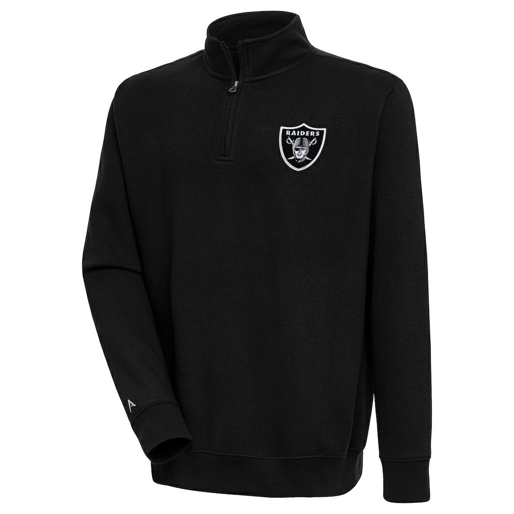 Las Vegas Raiders Antigua Victory Quarter-Zip Pullover Top - Black sale