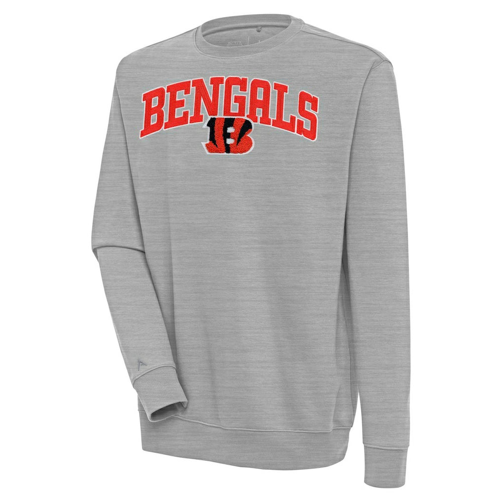 Cincinnati Bengals Antigua Victory Chenille Pullover Sweatshirt - Heather Gray cheap