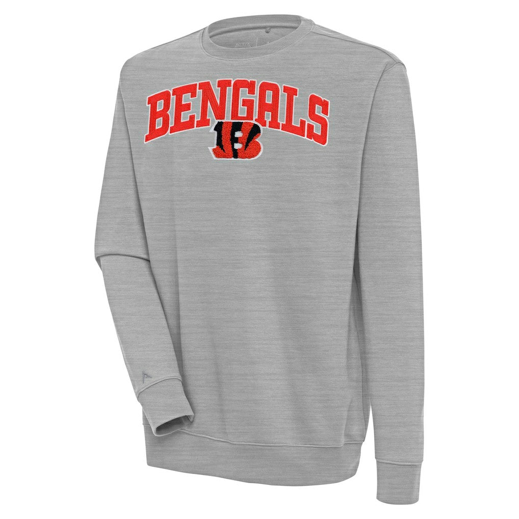 Cincinnati Bengals Antigua Victory Chenille Pullover Sweatshirt - Heather Gray cheap