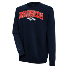 Denver Broncos Antigua Victory Chenille Pullover Sweatshirt - Navy sale