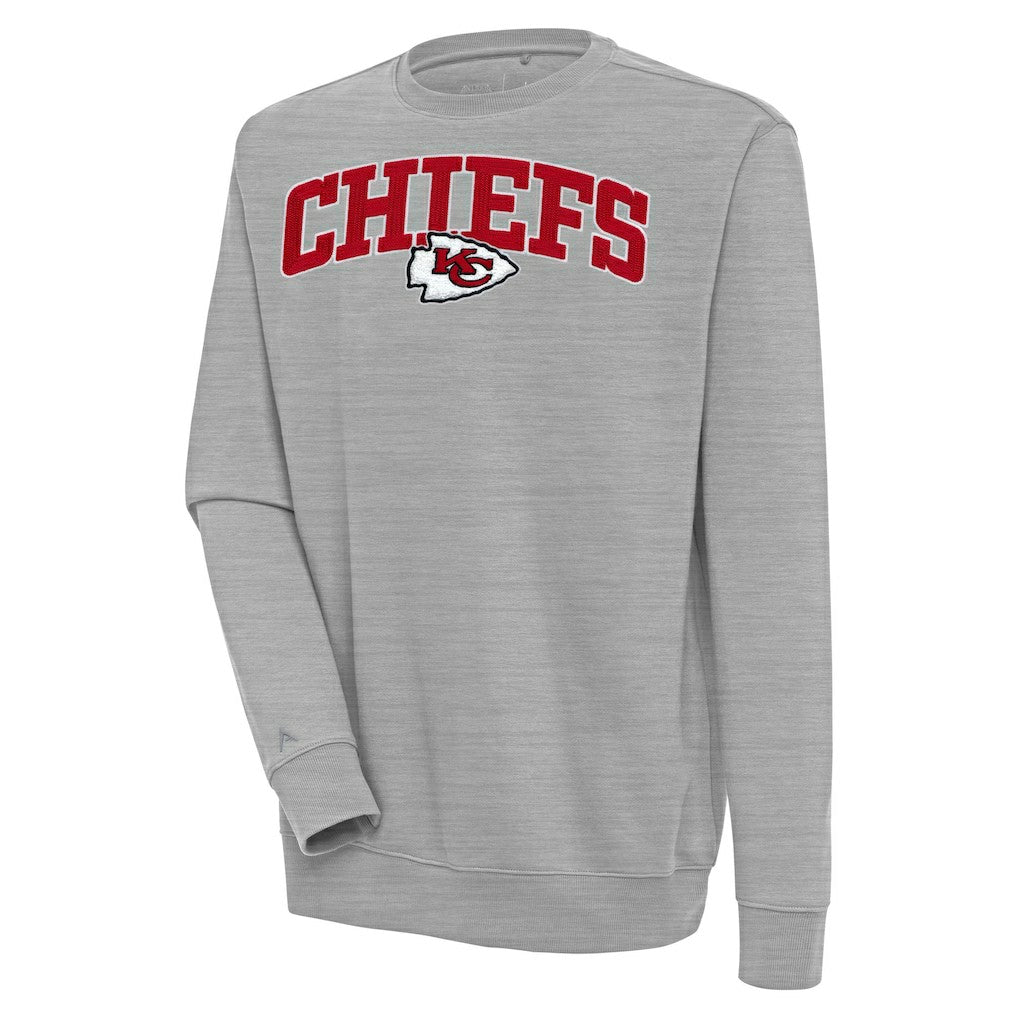 Kansas City Chiefs Antigua Victory Chenille Pullover Sweatshirt - Heather Gray online