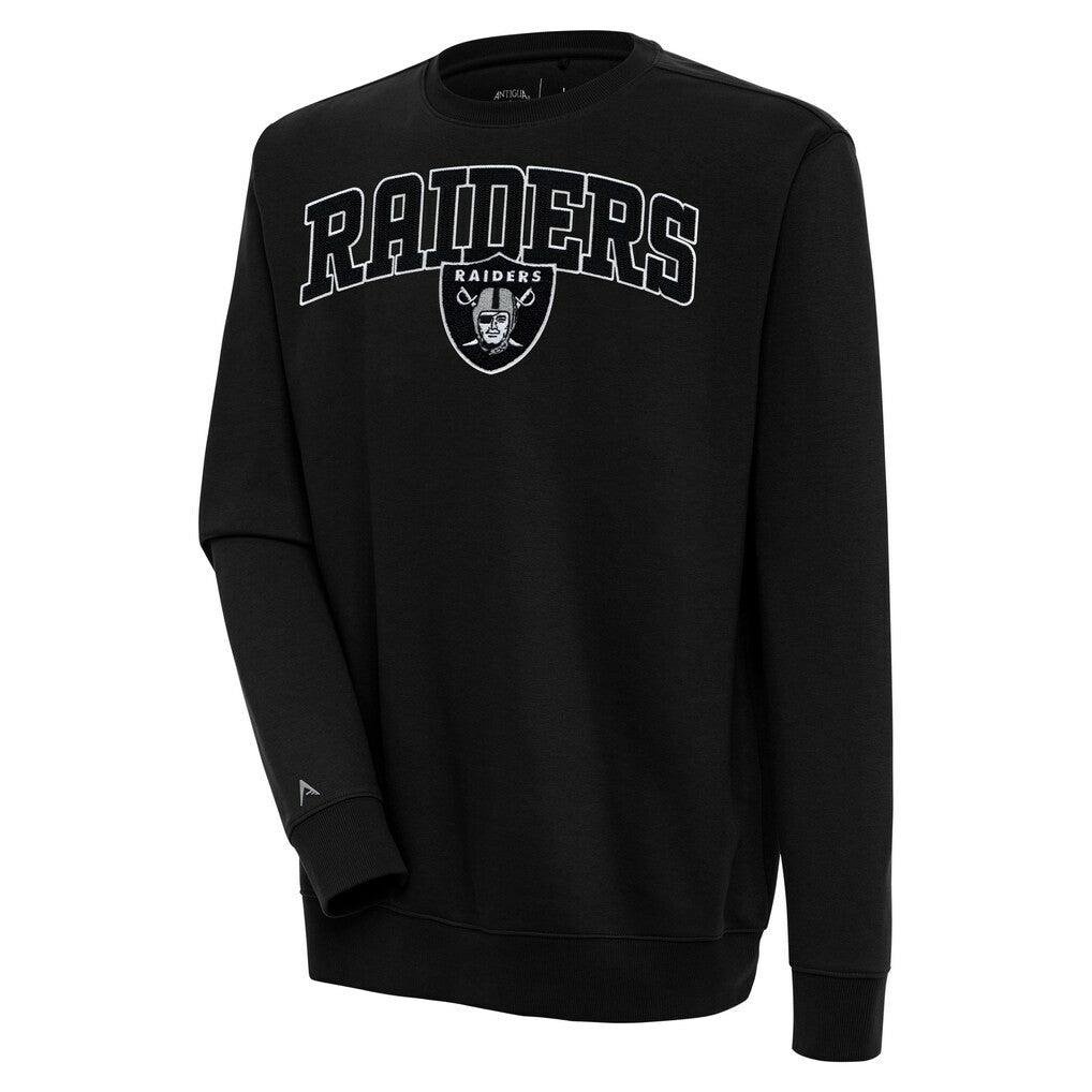 Las Vegas Raiders Antigua Victory Chenille Pullover Sweatshirt - Black on sale