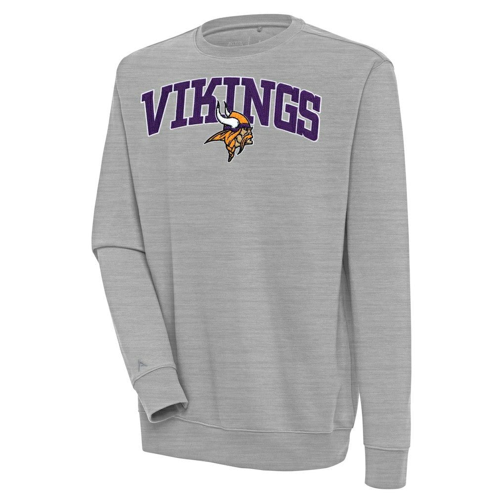 Minnesota Vikings Antigua Victory Chenille Pullover Sweatshirt - Heather Gray on sale