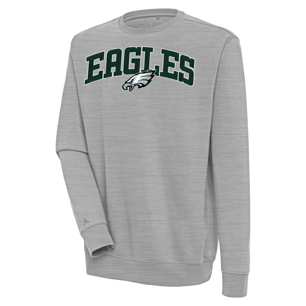 Philadelphia Eagles Antigua Victory Chenille Pullover Sweatshirt - Heather Gray for sale