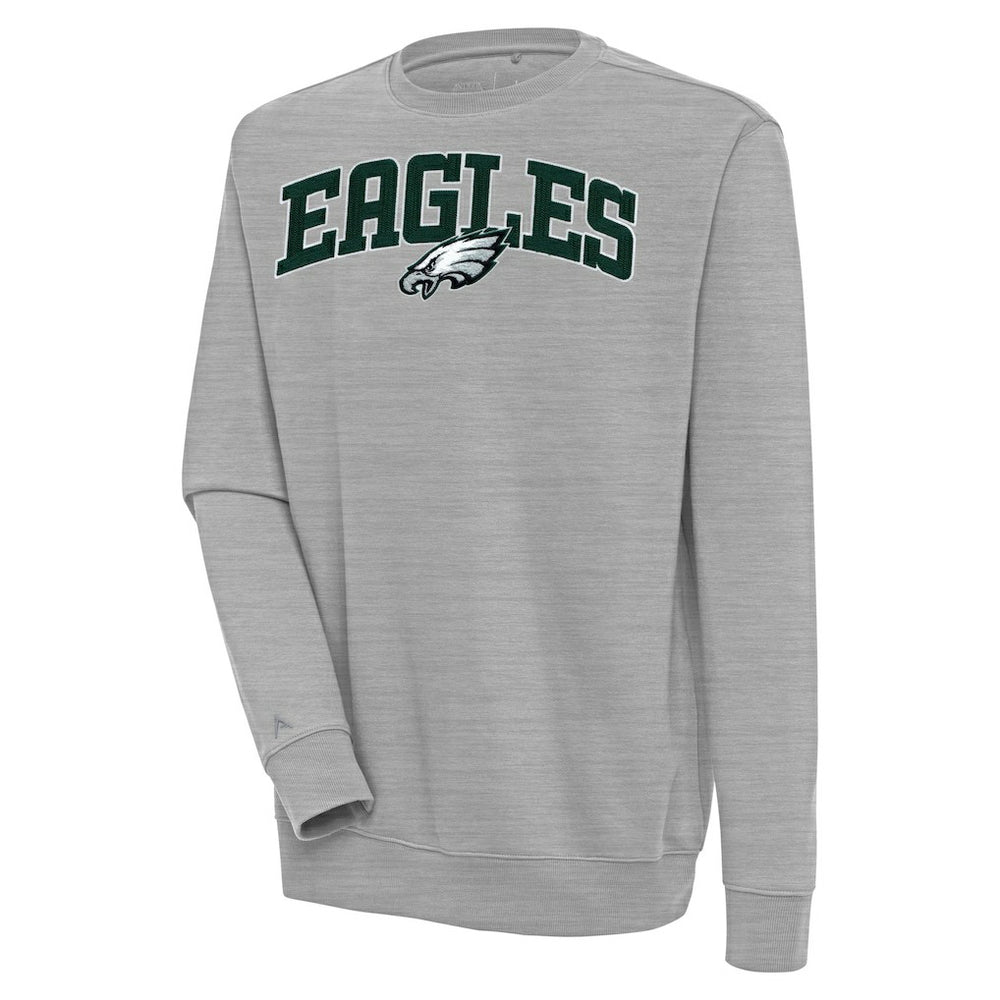 Philadelphia Eagles Antigua Victory Chenille Pullover Sweatshirt - Heather Gray for sale
