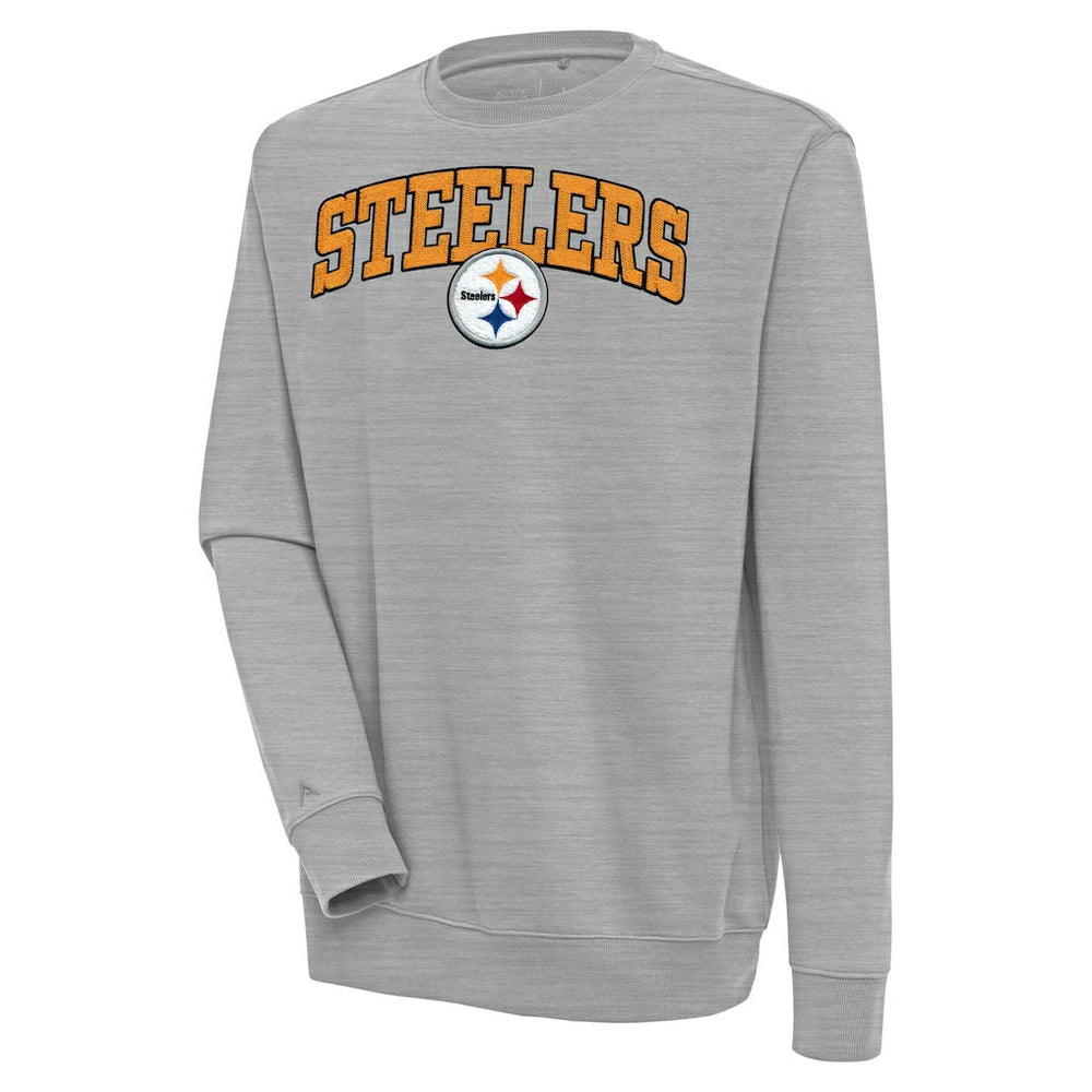 Pittsburgh Steelers Antigua Victory Chenille Pullover Sweatshirt - Heather Gray online