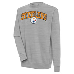 Pittsburgh Steelers Antigua Victory Chenille Pullover Sweatshirt - Heather Gray online