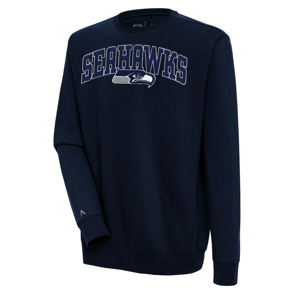 Seattle Seahawks Antigua Victory Chenille Pullover Sweatshirt - College Navy cheap