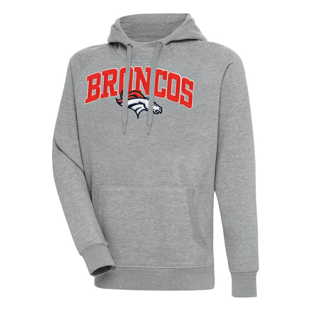 Denver Broncos Antigua Victory Pullover Hoodie - Heather Gray discount