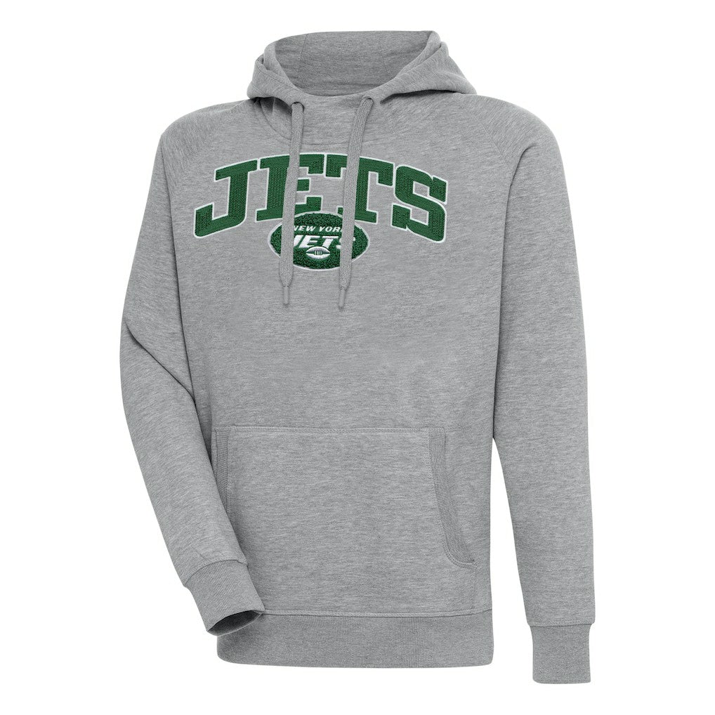 New York Jets Antigua Victory Pullover Hoodie - Heather Gray cheap