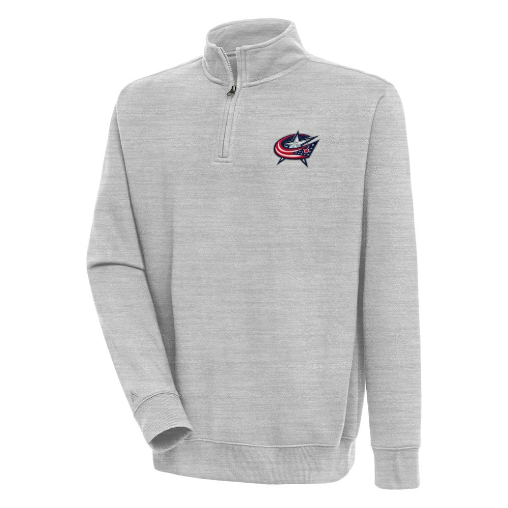 Columbus Blue Jackets Antigua Victory Quarter-Zip Pullover Top Heather Gray