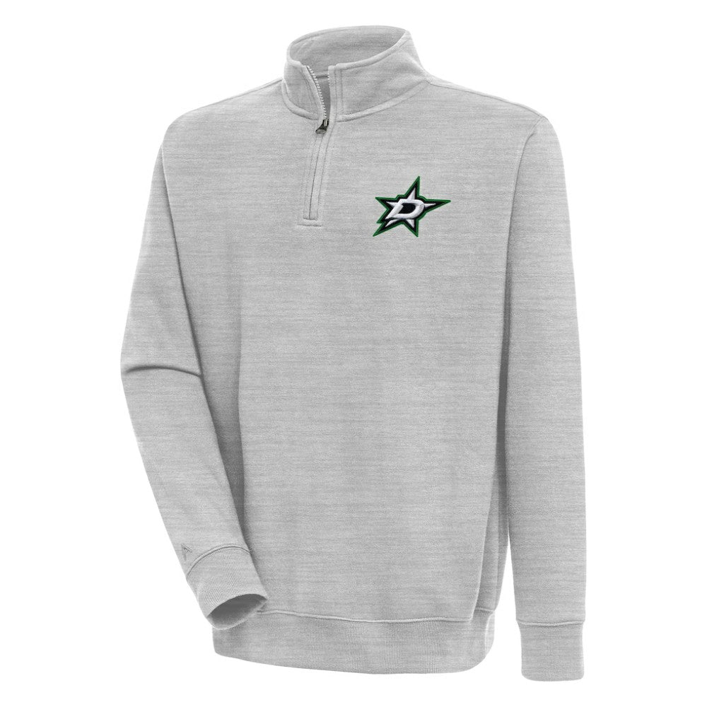 Dallas Stars Antigua Victory Quarter-Zip Pullover Top Heather Gray