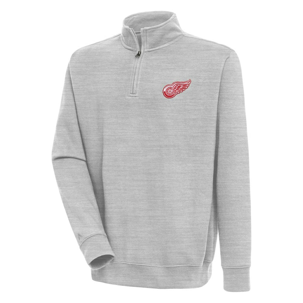 Detroit Red Wings Antigua Victory Quarter-Zip Pullover Top Heather Gray