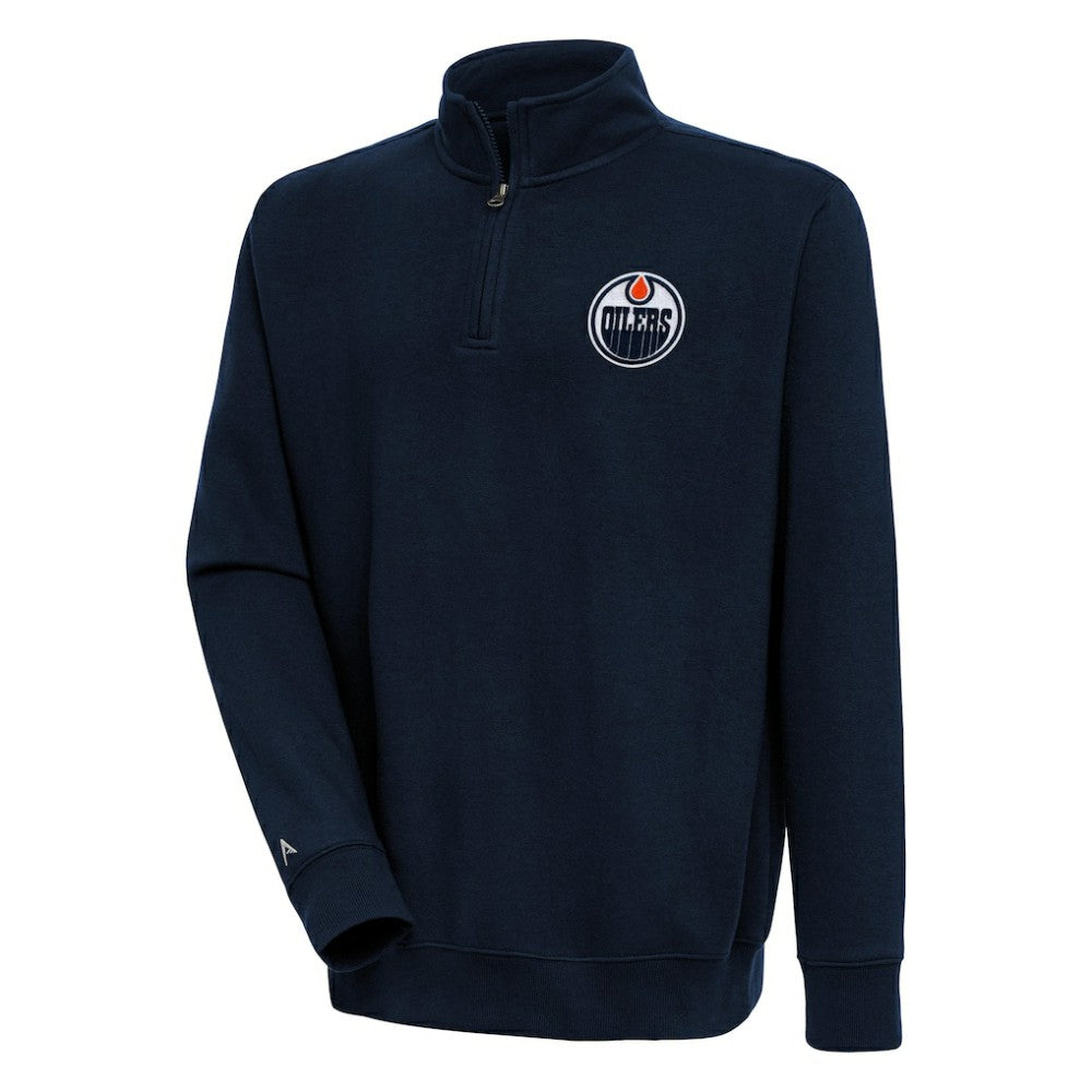 Edmonton Oilers Antigua Victory Quarter-Zip Pullover Top Navy