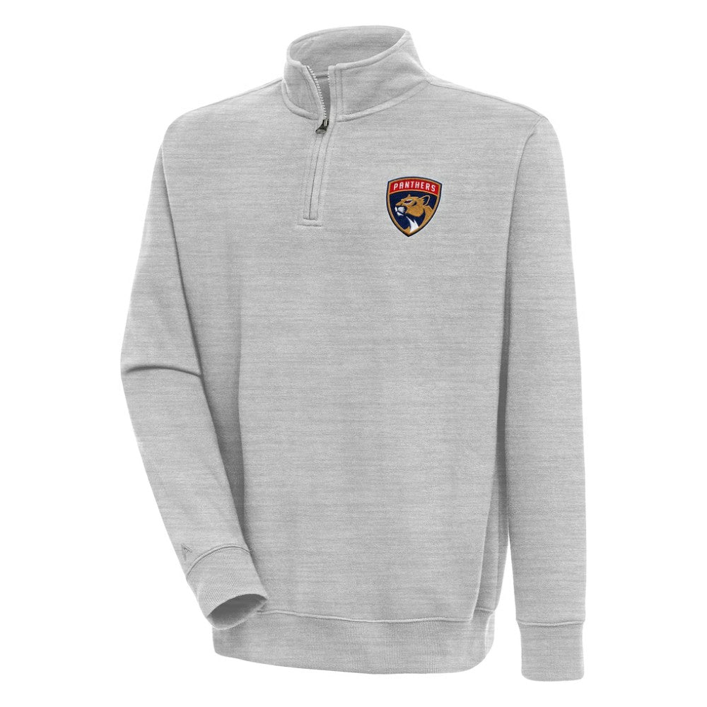 Florida Panthers Antigua Victory Quarter-Zip Pullover Top Heather Gray