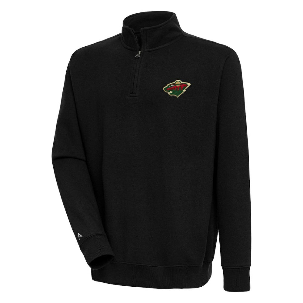 Minnesota Wild Antigua Victory Quarter-Zip Pullover Top Black