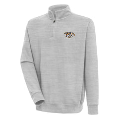 Nashville Predators Antigua Victory Quarter-Zip Pullover Top Heather Gray