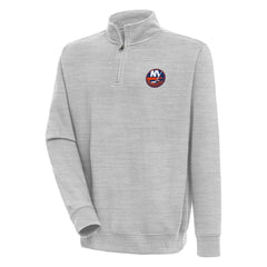 New York Islanders Antigua Victory Quarter-Zip Pullover Top Heather Gray