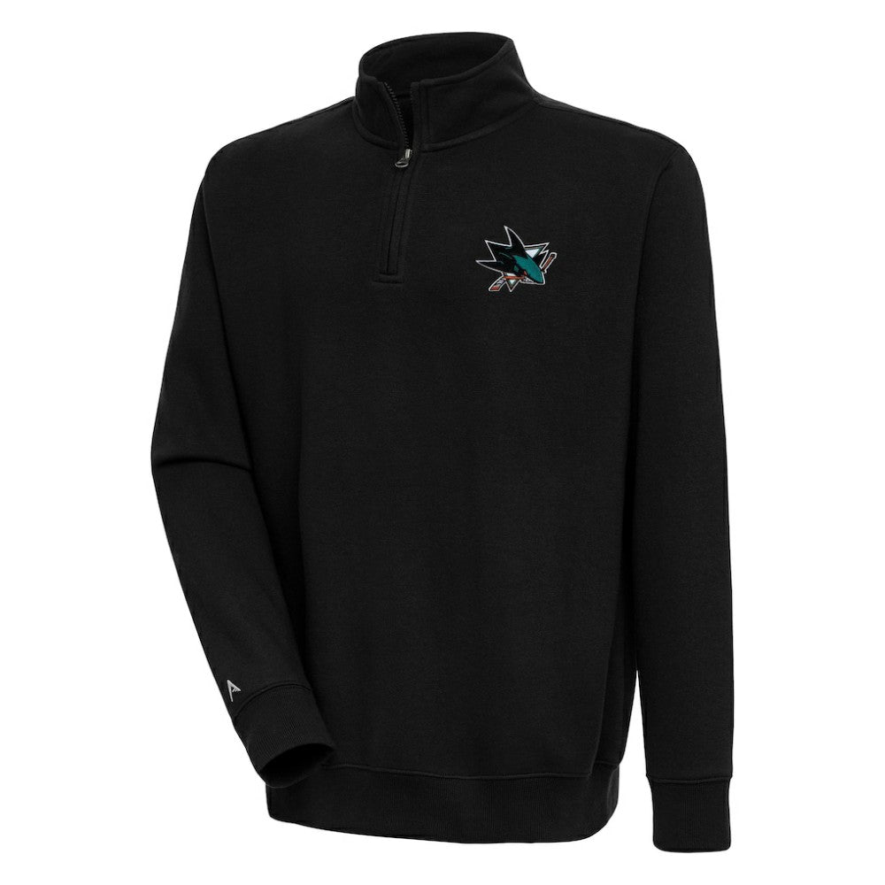 San Jose Sharks Antigua Victory Quarter-Zip Pullover Top Black