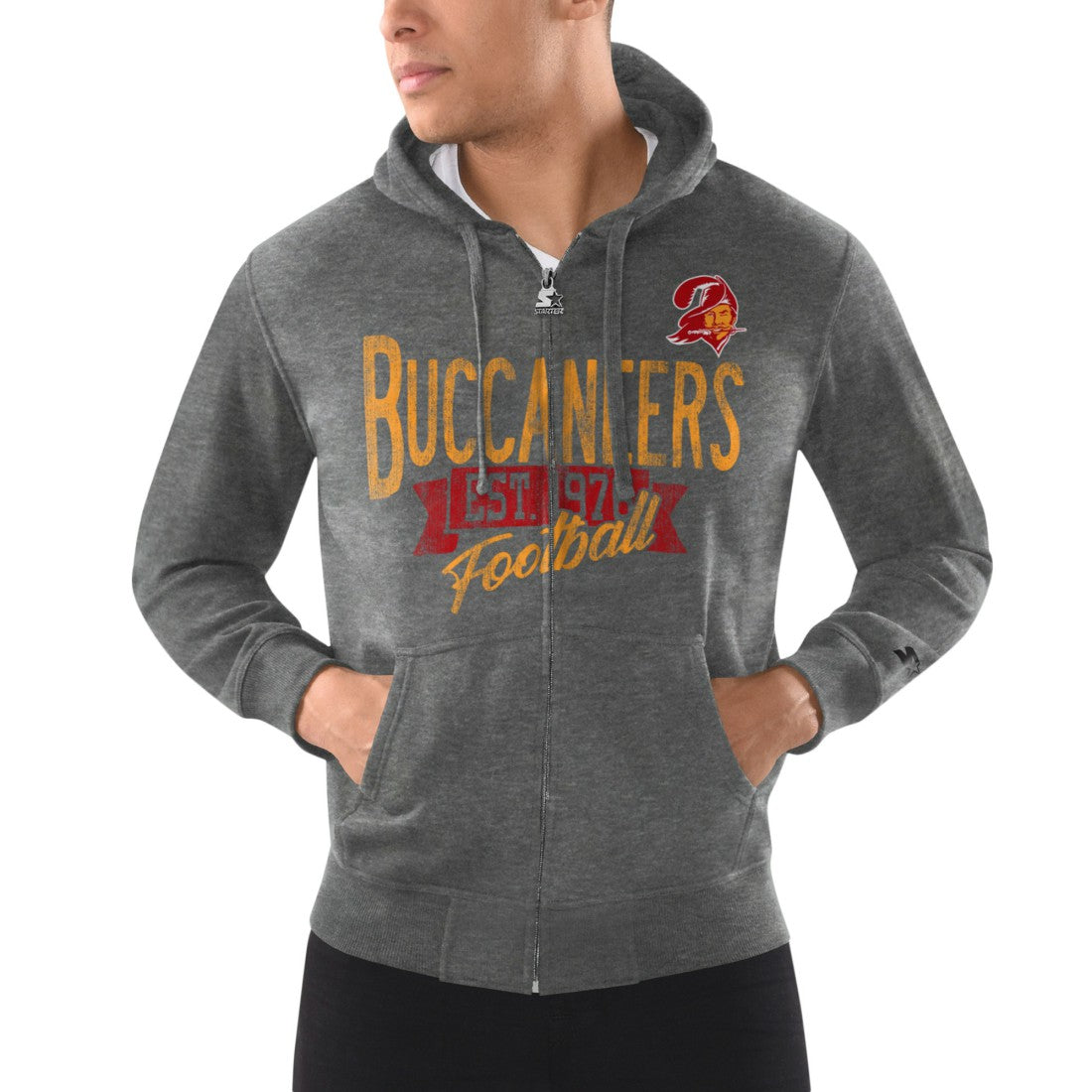 Tampa Bay Buccaneers Starter Domestic Post Season Vintage Logo Full-Zip Hoodie - Charcoal online