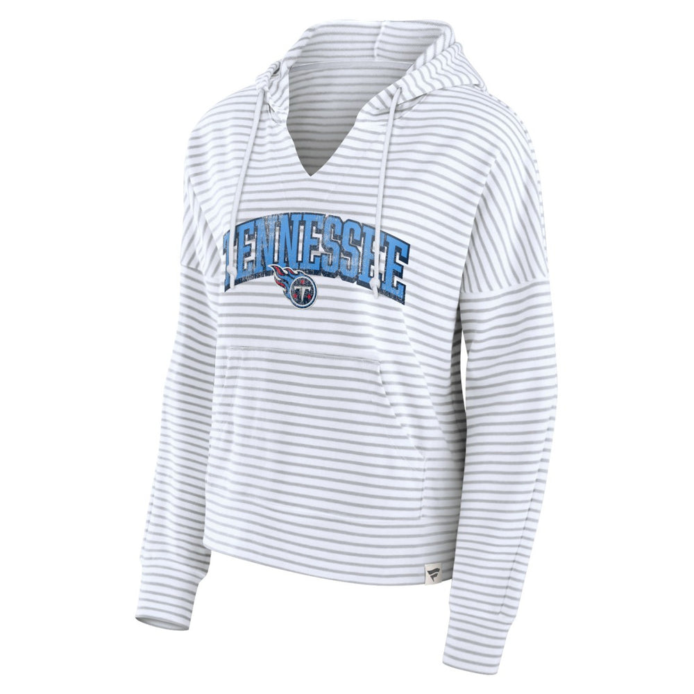 Tennessee Titans Women's Striped Notch Neck Pullover Hoodie - White/Gray sale