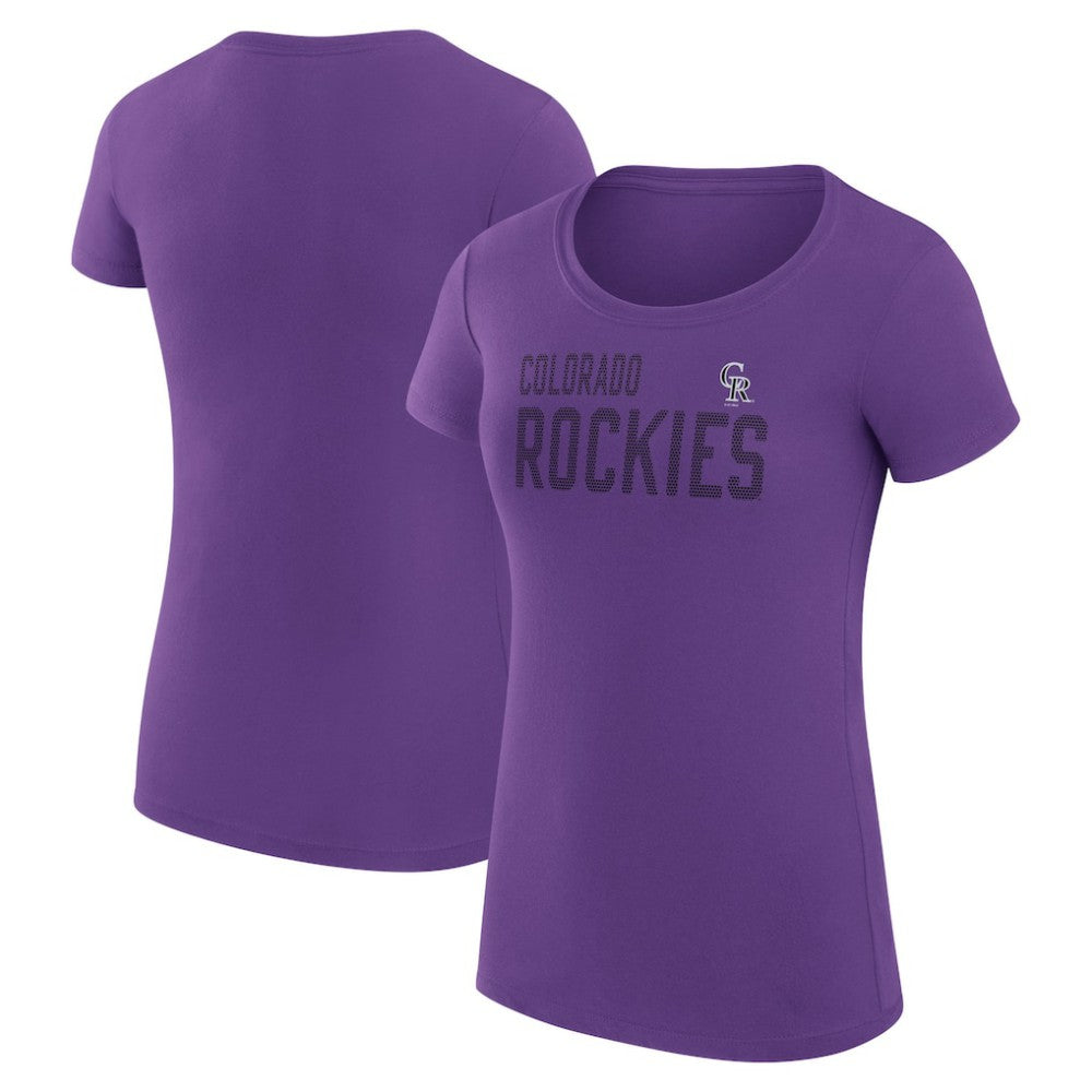 Colorado Rockies G-III 4Her by Carl Banks Women's Super-Slim Fit Lightweight Dot Print T-Shirt - Purple