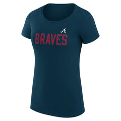 Atlanta Braves G-III 4Her by Carl Banks Women's Super-Slim Fit Lightweight Dot Print T-Shirt - Navy