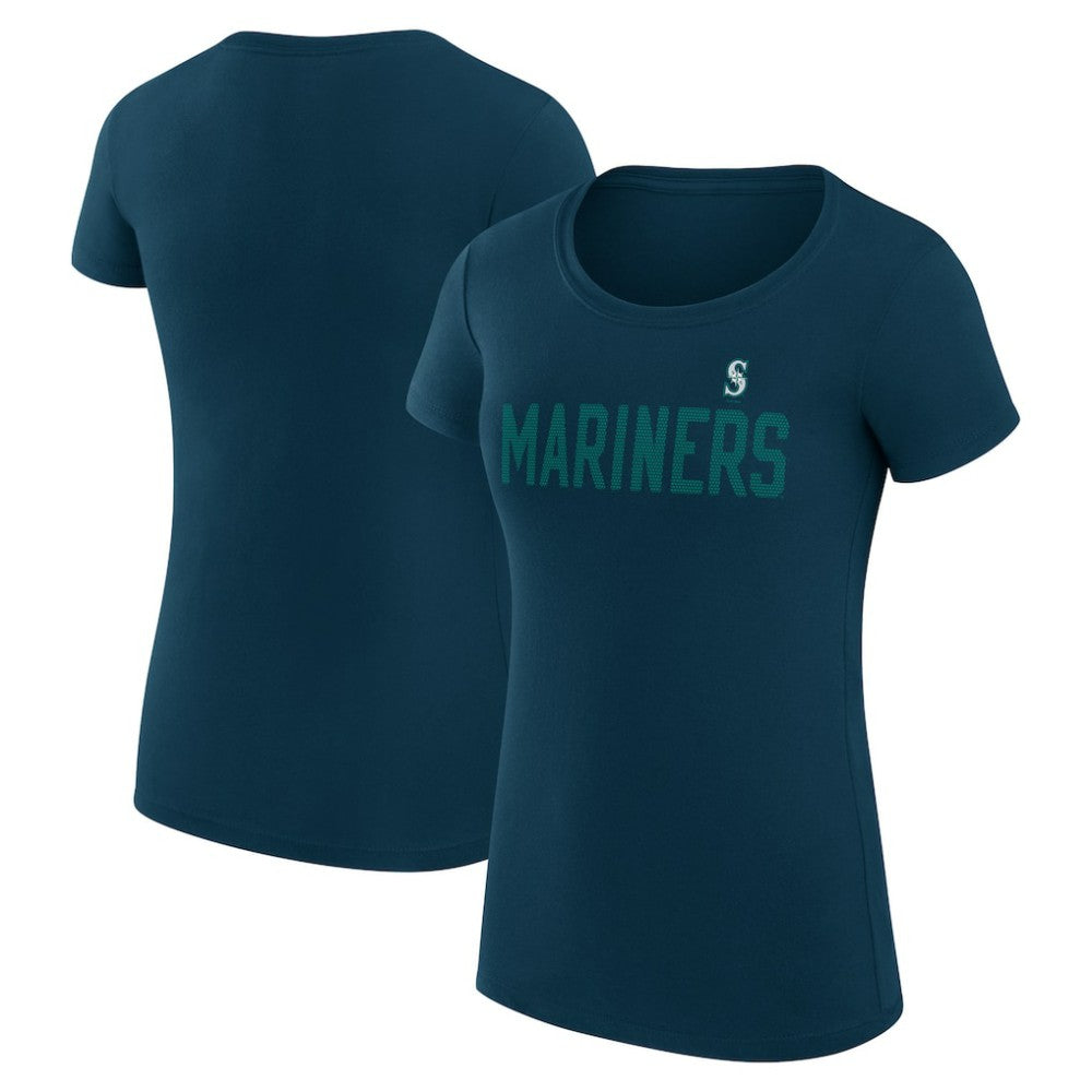 Seattle Mariners G-III 4Her by Carl Banks Women's Super-Slim Fit Lightweight Dot Print T-Shirt - Navy