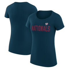 Washington Nationals G-III 4Her by Carl Banks Women's Super-Slim Fit Lightweight Dot Print T-Shirt - Navy