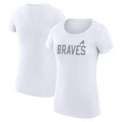 Atlanta Braves G-III 4Her by Carl Banks Women's Super-Slim Fit Lightweight Dot Print T-Shirt - White