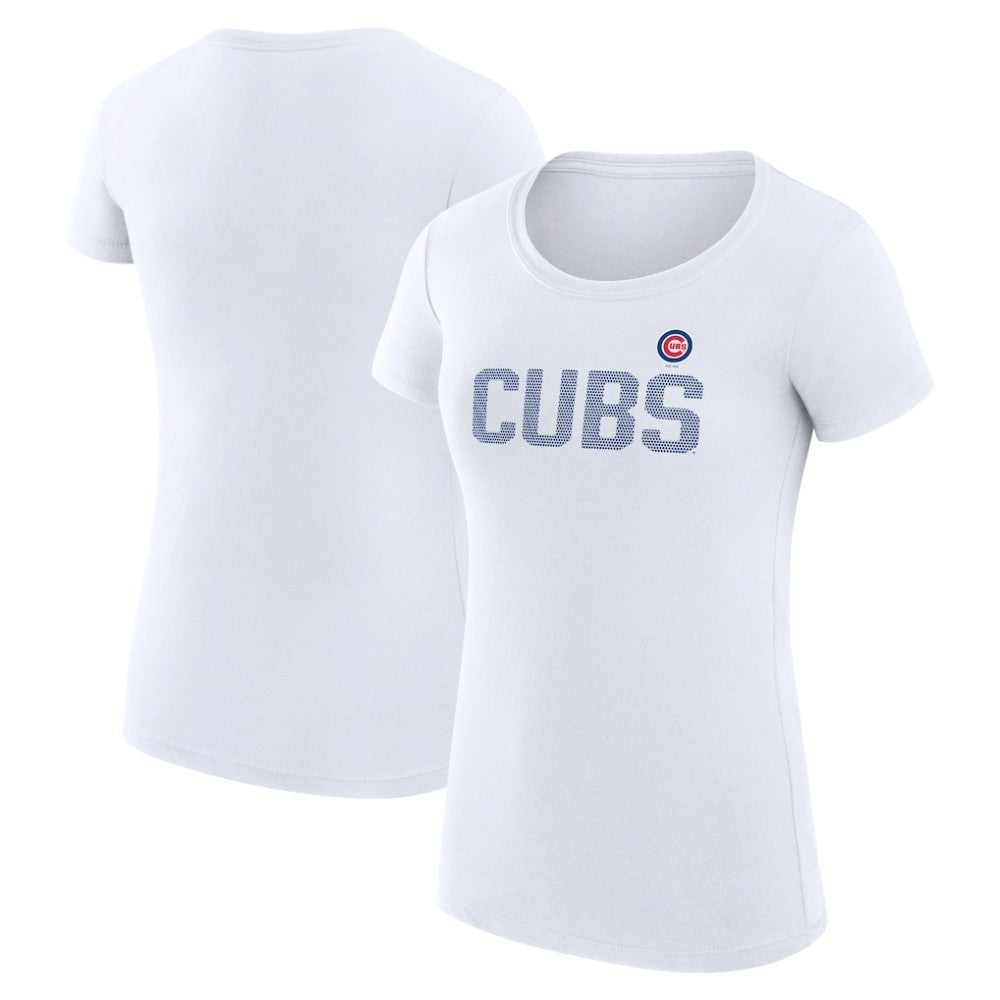 Chicago Cubs G-III 4Her by Carl Banks Women's Super-Slim Fit Lightweight Dot Print T-Shirt - White